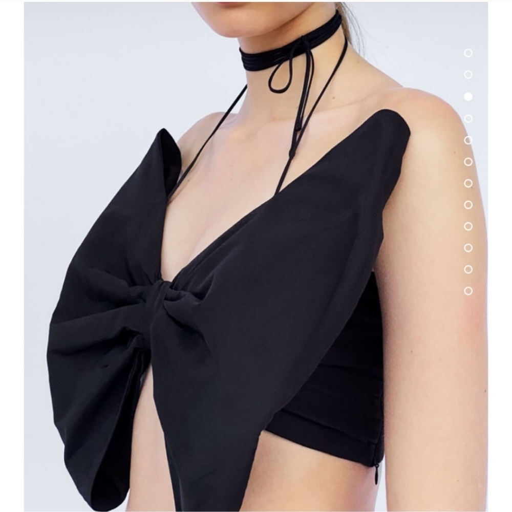 Zara * crop top bow bandeau black cropped size XS - Picture 15 of 16